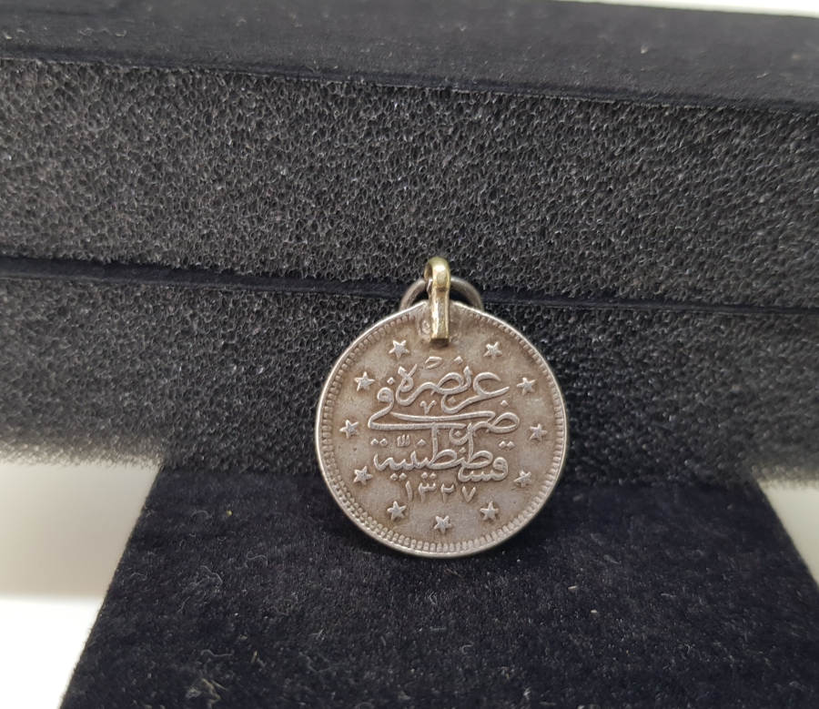 MEHMET REŞAT HAN DÖNEMİ KOLYEYE ÇEVRİLMİŞ GÜMÜŞ 2 KURUŞ