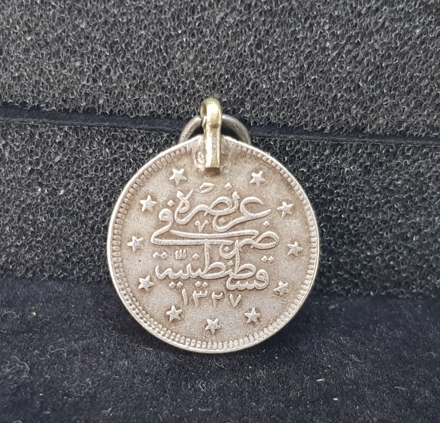 MEHMET REŞAT HAN DÖNEMİ KOLYEYE ÇEVRİLMİŞ GÜMÜŞ 2 KURUŞ