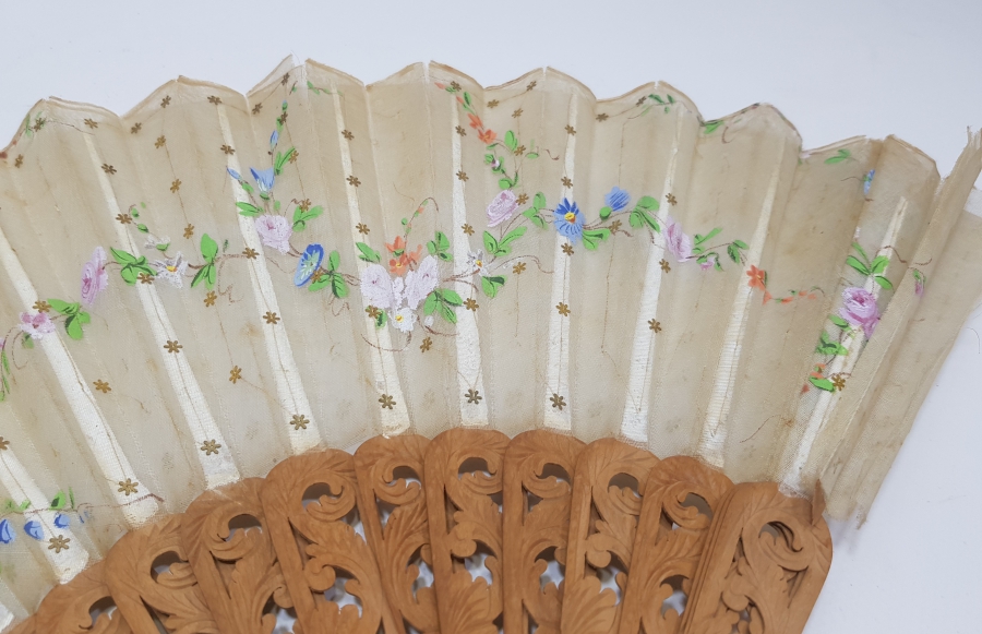 OSMANLI DÖNEMİ TAMAMI EL YAPIMI İPEK YELPAZE