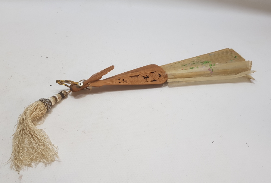 OSMANLI DÖNEMİ TAMAMI EL YAPIMI İPEK YELPAZE