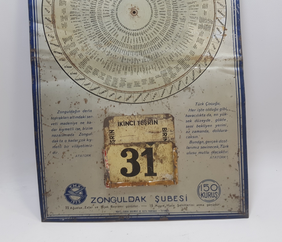 TÜRK HAVA KURUMU CUMHURİYET BAŞLARI ÇOK NADİR TAKVİM