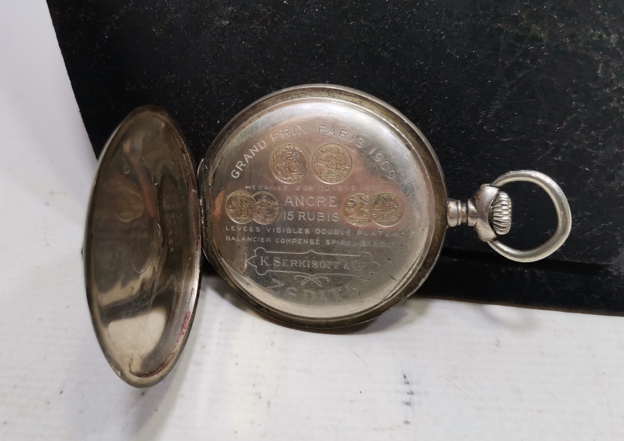 OSMANLI DÖNEMİ GÜMÜŞ KASA ZENİTH MARKA ÇOK NADİR KURMALI CEP SAATİ