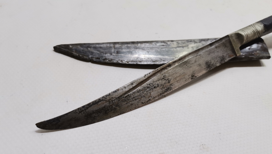 ORİJİNAL KININDA OSMANLI DÖNEMİ SÜRMENE İŞİ BOYNUZ SAPLI VE SAVAT İŞÇİLİKLİ KAMA