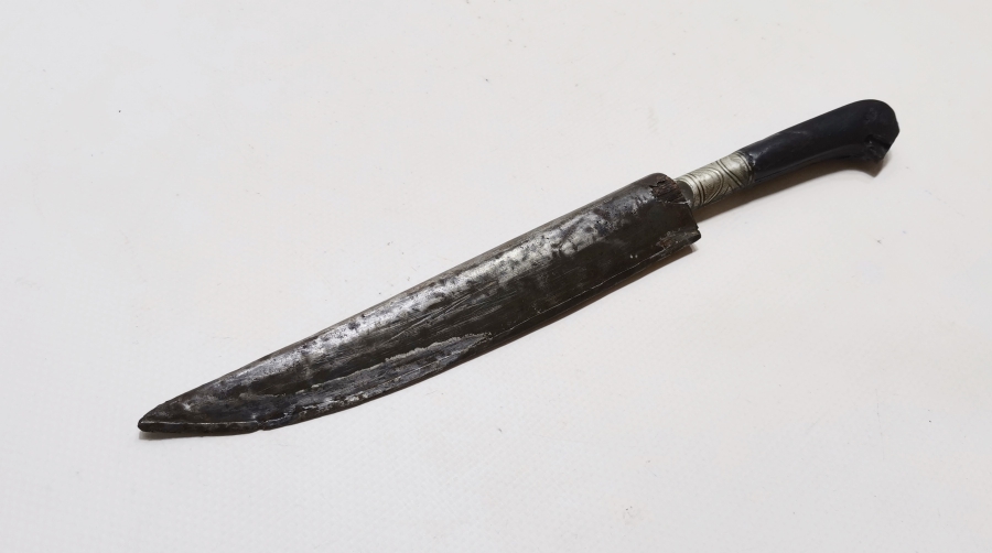 ORİJİNAL KININDA OSMANLI DÖNEMİ SÜRMENE İŞİ BOYNUZ SAPLI VE SAVAT İŞÇİLİKLİ KAMA