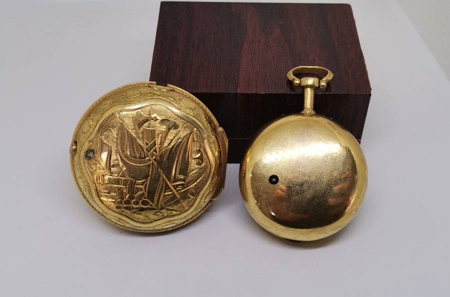 1800 BAŞLARI MARKWİCK MARKAM USTA YAPIMI İKİ KASALI TOMBAK CEP SAATİ