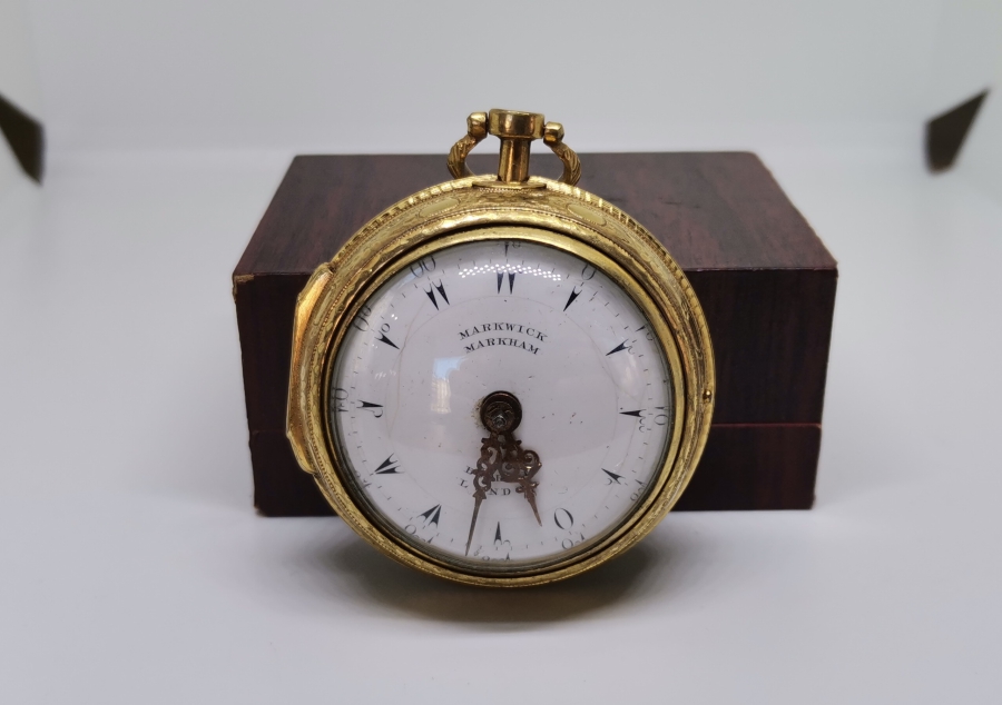 1800 BAŞLARI MARKWİCK MARKAM USTA YAPIMI İKİ KASALI TOMBAK CEP SAATİ