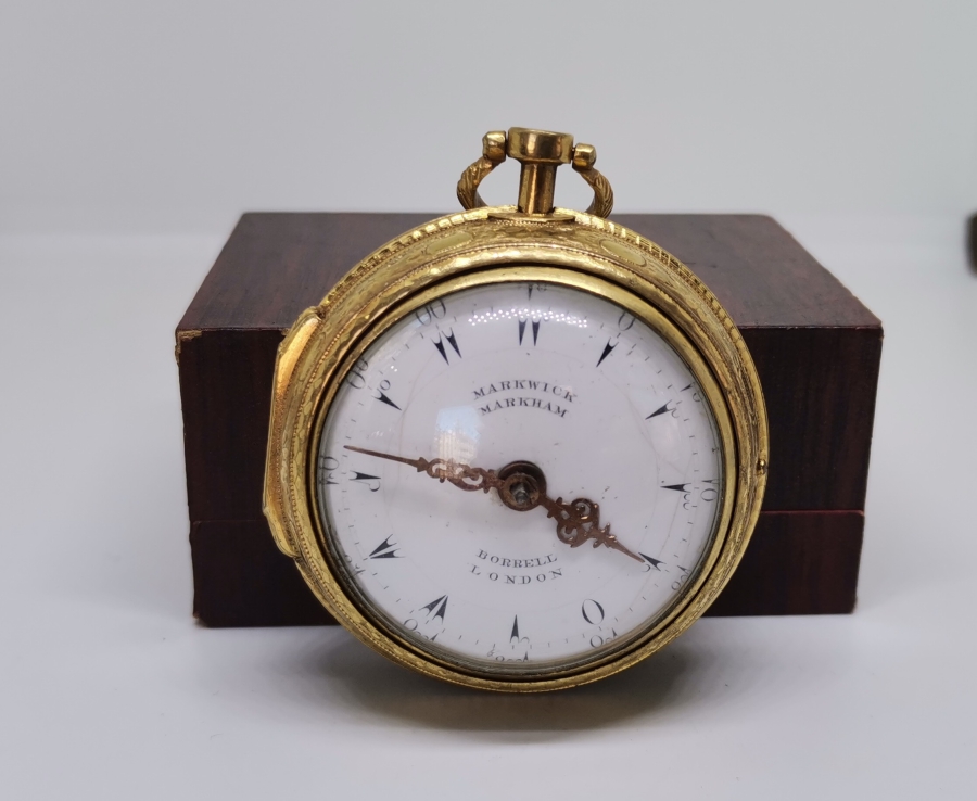 1800 BAŞLARI MARKWİCK MARKAM USTA YAPIMI İKİ KASALI TOMBAK CEP SAATİ