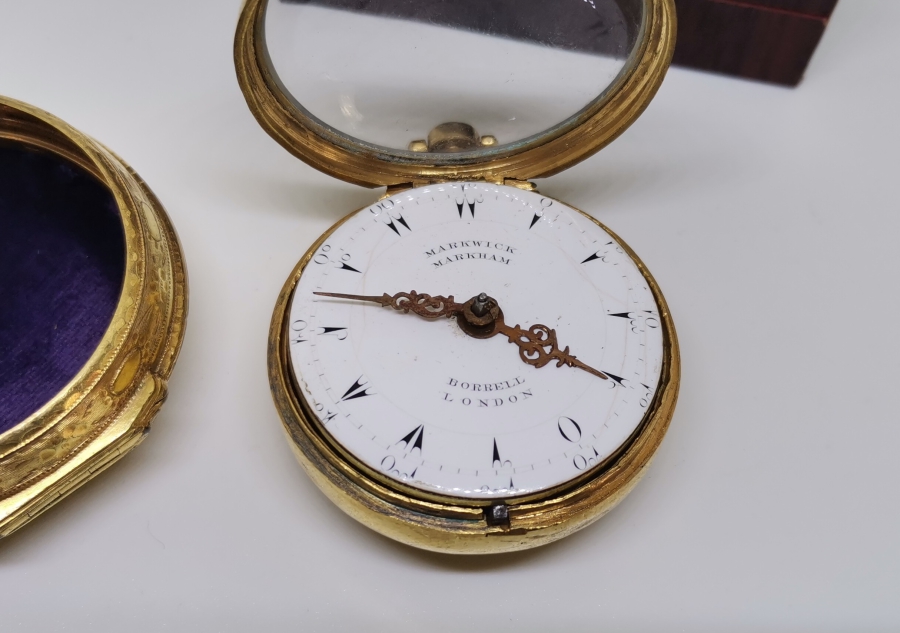 1800 BAŞLARI MARKWİCK MARKAM USTA YAPIMI İKİ KASALI TOMBAK CEP SAATİ