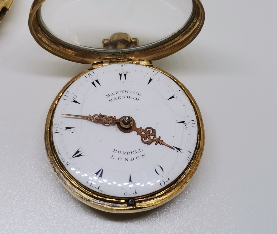 1800 BAŞLARI MARKWİCK MARKAM USTA YAPIMI İKİ KASALI TOMBAK CEP SAATİ