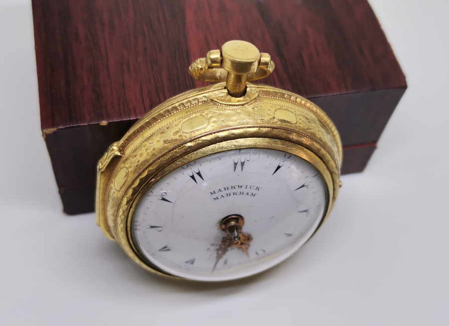 1800 BAŞLARI MARKWİCK MARKAM USTA YAPIMI İKİ KASALI TOMBAK CEP SAATİ