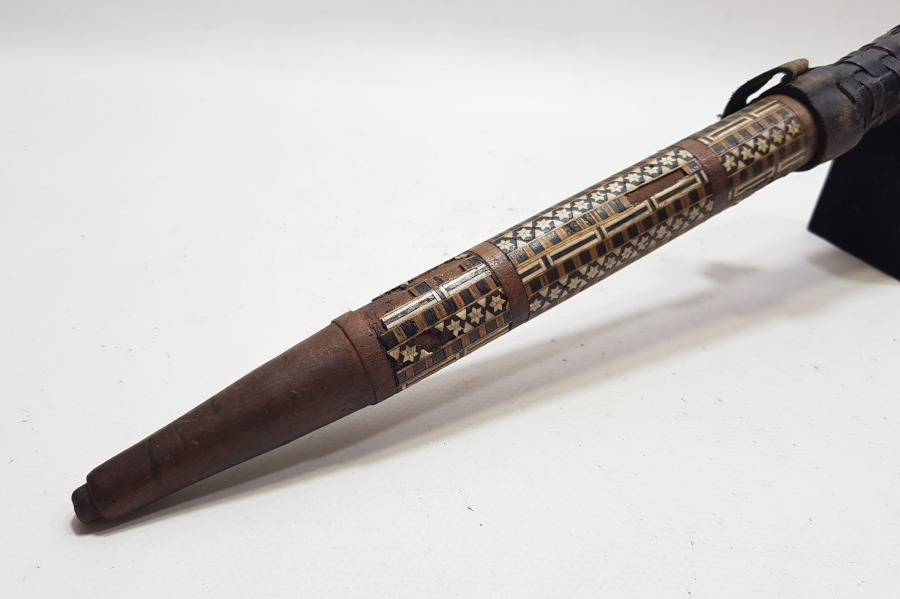 ÜZERİ MARKUTERİ İŞÇİLİKLİ OSMANLI DÖNEMİ GİZLİ ŞİŞLİ ÇOK NADİR KAMÇI SAPI