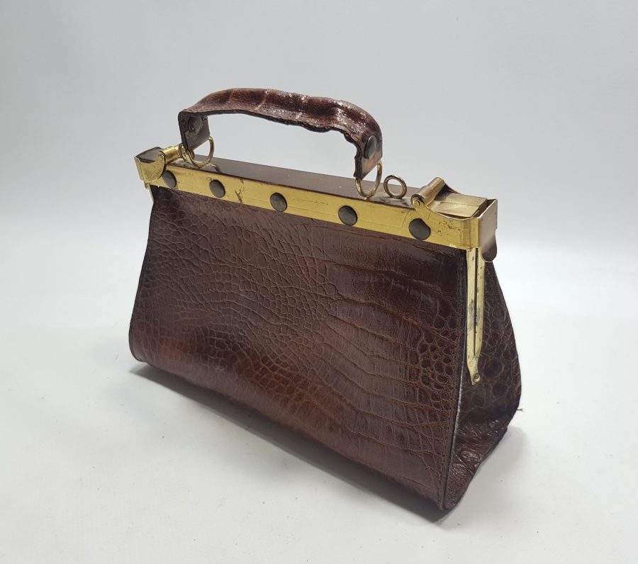 TİMSAH DERİSİNDEN MAMUL ANTİKA ÇANTA