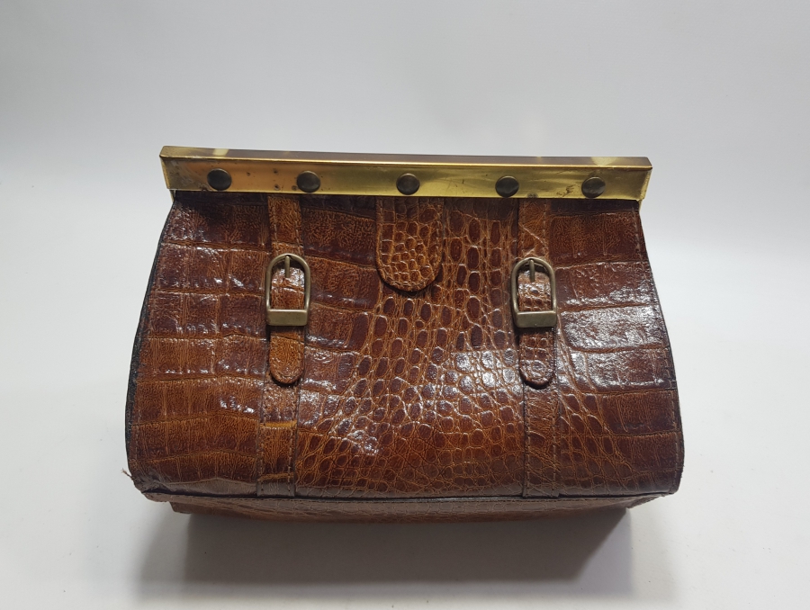 TİMSAH DERİSİNDEN MAMUL ANTİKA ÇANTA