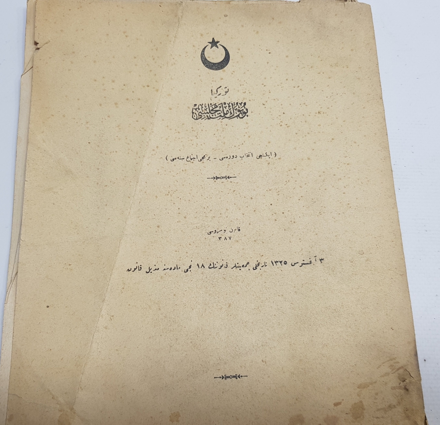 TEKİLAT-I MAHSUSA AMBLEMLİ 1928 YILI ÖNCESİ NADİR BÜYÜK MİLLET MECLİSİ TUTANAKLARI