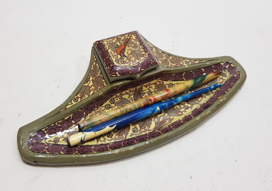 OSMANLI DÖNEMİ EL BOYAMA ÇOK NADİR PAPİER MACHE HOKKA