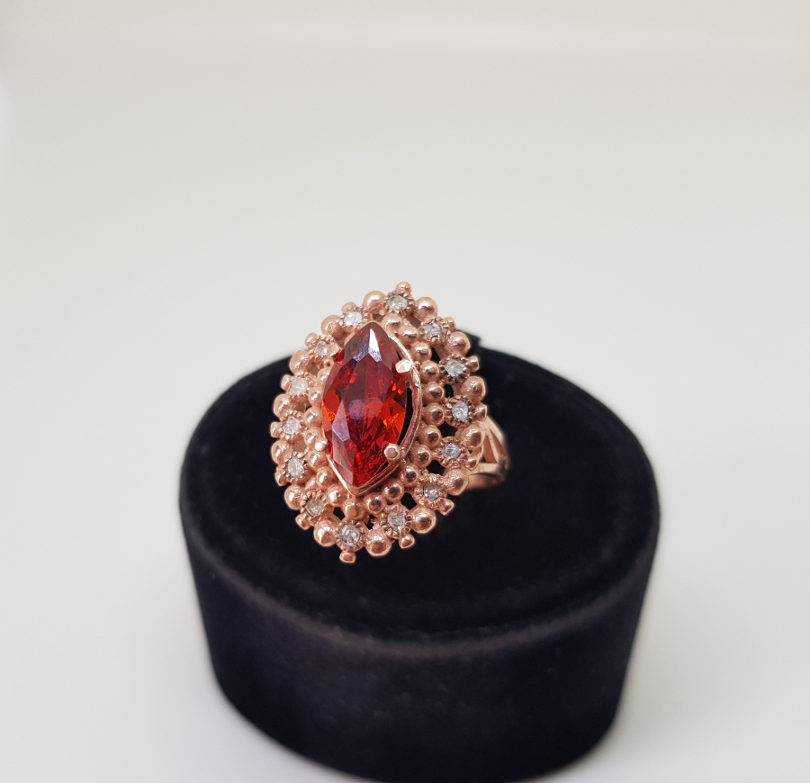 SİTRİN VE ELMAS TAŞLI MEKİK MODELİ YÜZÜK