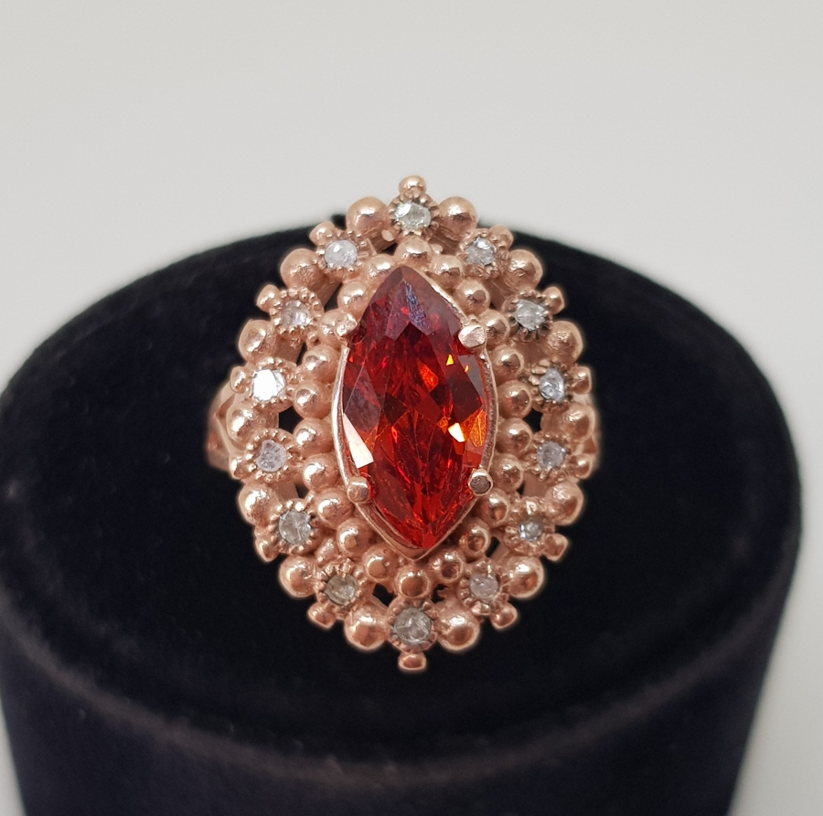 SİTRİN VE ELMAS TAŞLI MEKİK MODELİ YÜZÜK