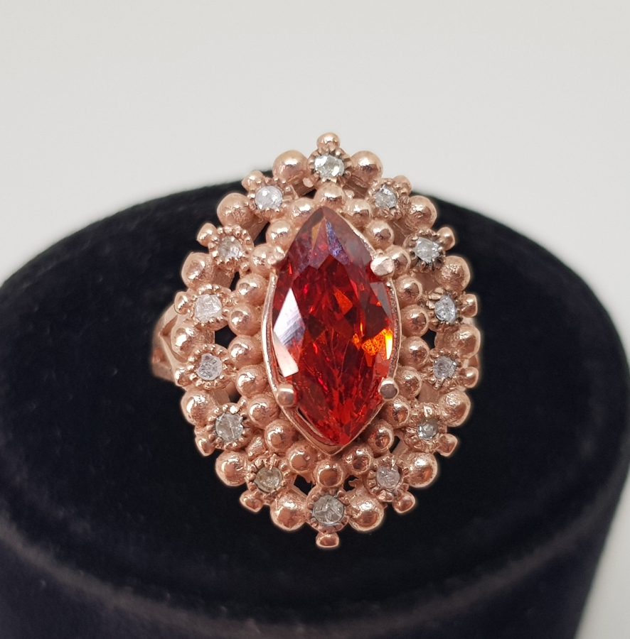 SİTRİN VE ELMAS TAŞLI MEKİK MODELİ YÜZÜK