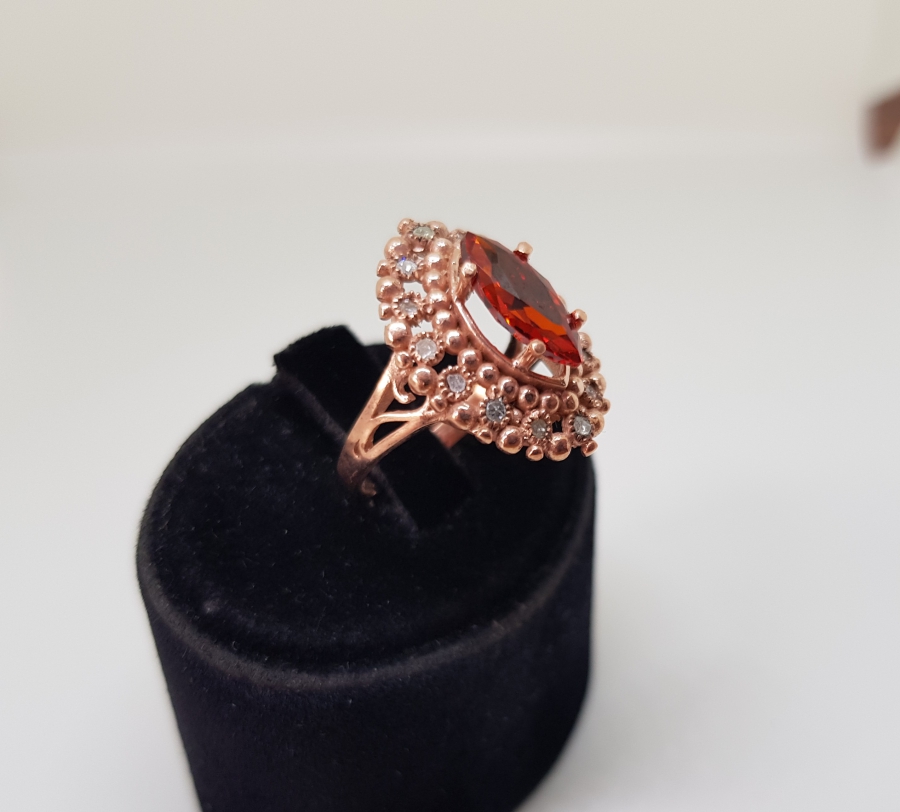 SİTRİN VE ELMAS TAŞLI MEKİK MODELİ YÜZÜK