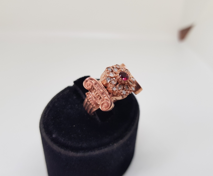 YAKUT VE ELMAS TAŞLI KOÇ BAŞI MODELİ YÜZÜK