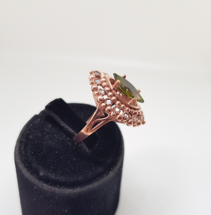 ELMAS VE SİTRİN TAŞLARLA SÜSLÜ MEKİK MODELİ YÜZÜK