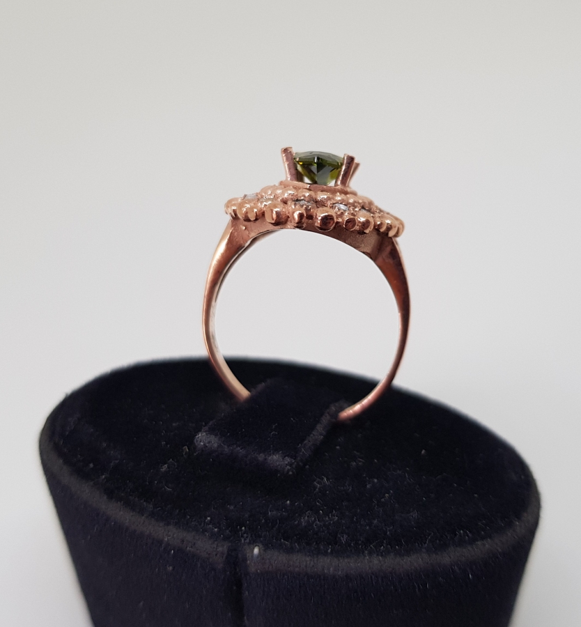 ELMAS VE SİTRİN TAŞLARLA SÜSLÜ MEKİK MODELİ YÜZÜK