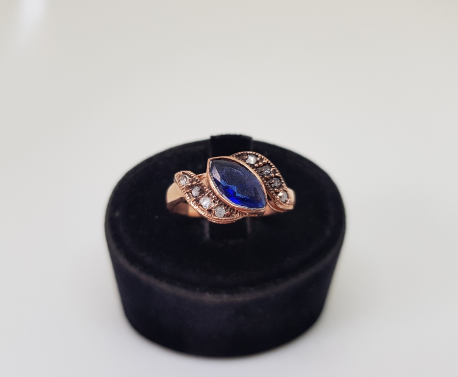 ELMAS VE SAFİR TAŞLI YANTİRİ MODEL YÜZÜK