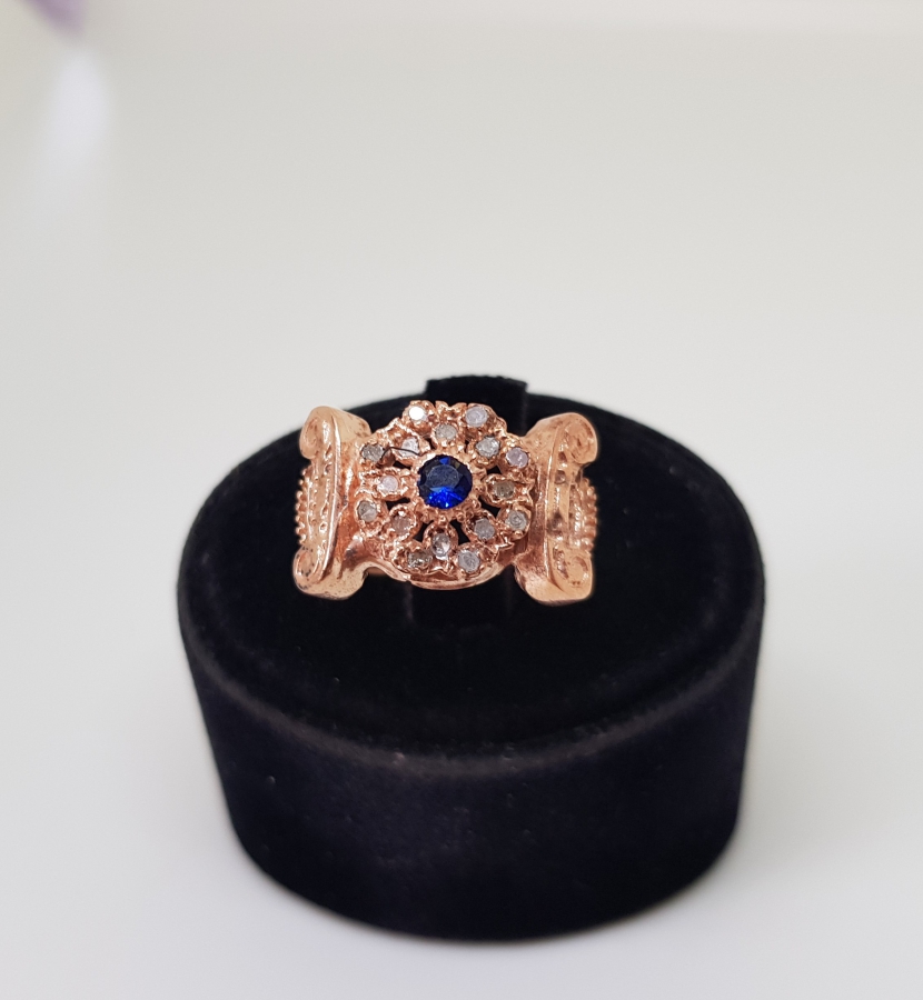 SİTRİN VE ELMAS TAŞLI KOÇBAŞI MODELİ YÜZÜK