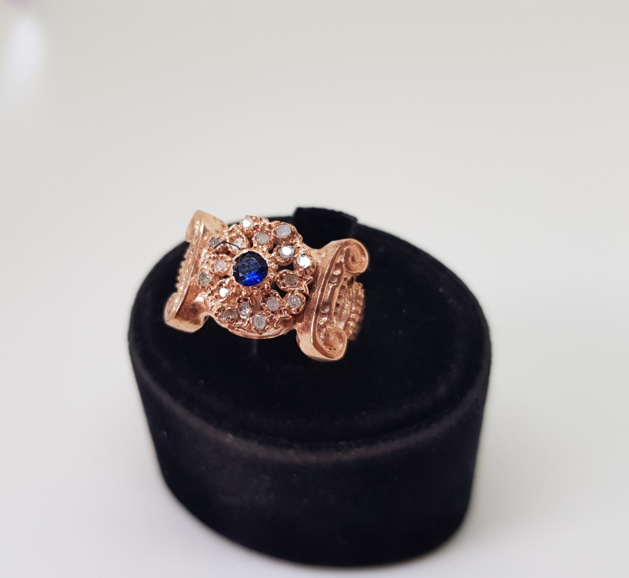 SİTRİN VE ELMAS TAŞLI KOÇBAŞI MODELİ YÜZÜK