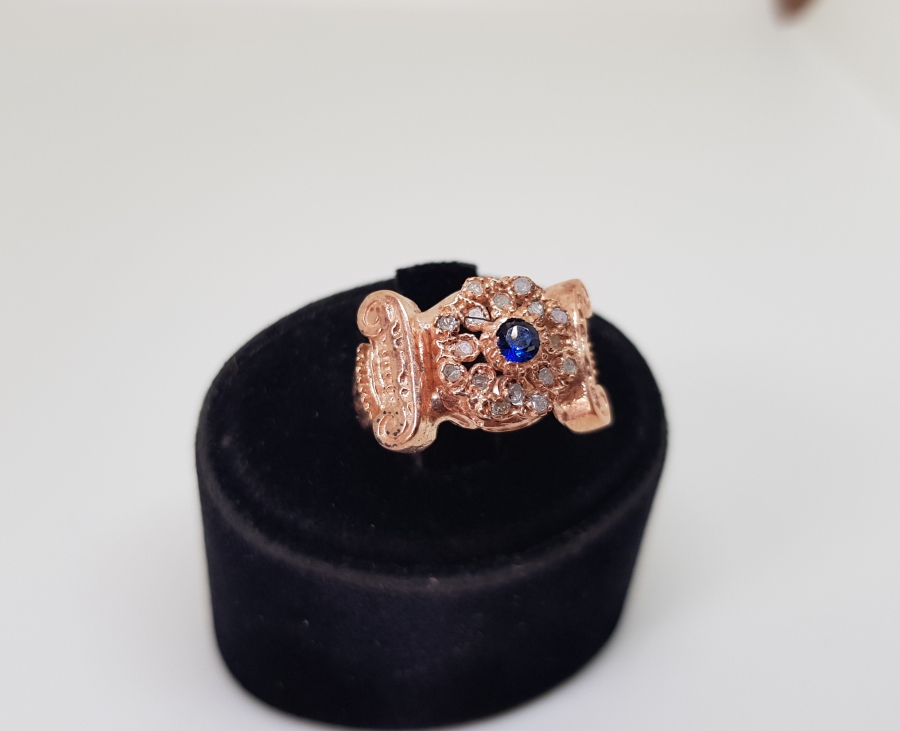 SİTRİN VE ELMAS TAŞLI KOÇBAŞI MODELİ YÜZÜK