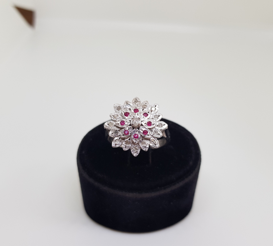 YAKUT VE PIRLANTA TAŞLI GÜNEŞ MODELİ YÜZÜK