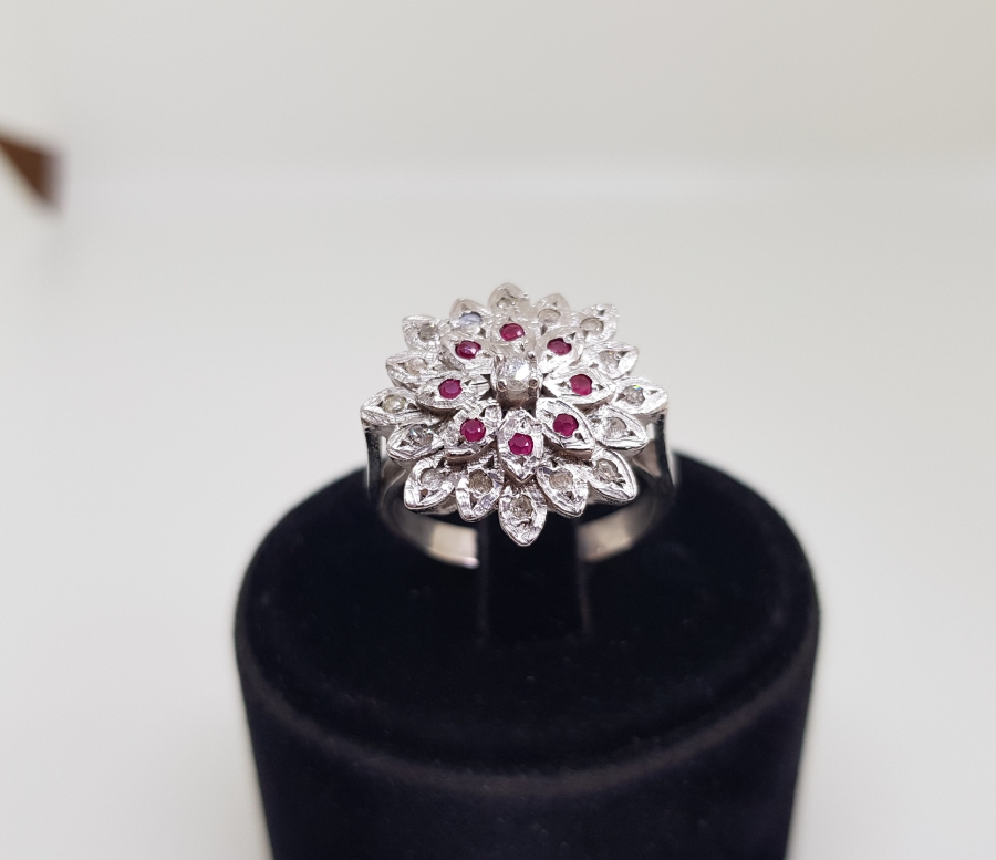 YAKUT VE PIRLANTA TAŞLI GÜNEŞ MODELİ YÜZÜK