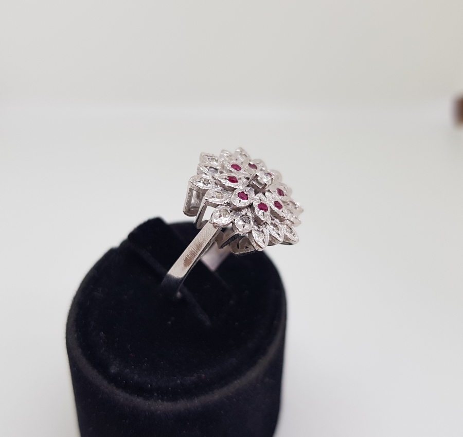 YAKUT VE PIRLANTA TAŞLI GÜNEŞ MODELİ YÜZÜK