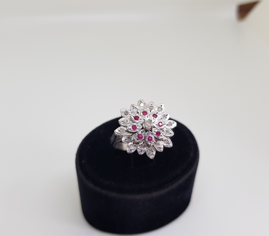 YAKUT VE PIRLANTA TAŞLI GÜNEŞ MODELİ YÜZÜK