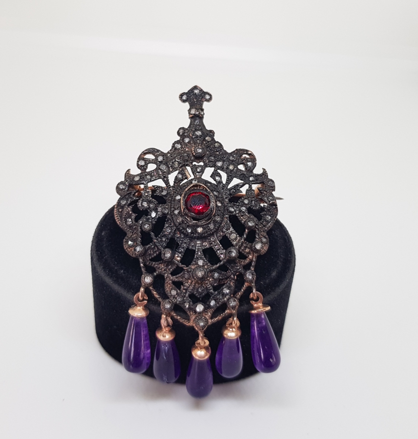 DUTLU MODEL YAKUT VE ELMAS TAŞLI BROŞ