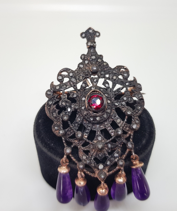 DUTLU MODEL YAKUT VE ELMAS TAŞLI BROŞ