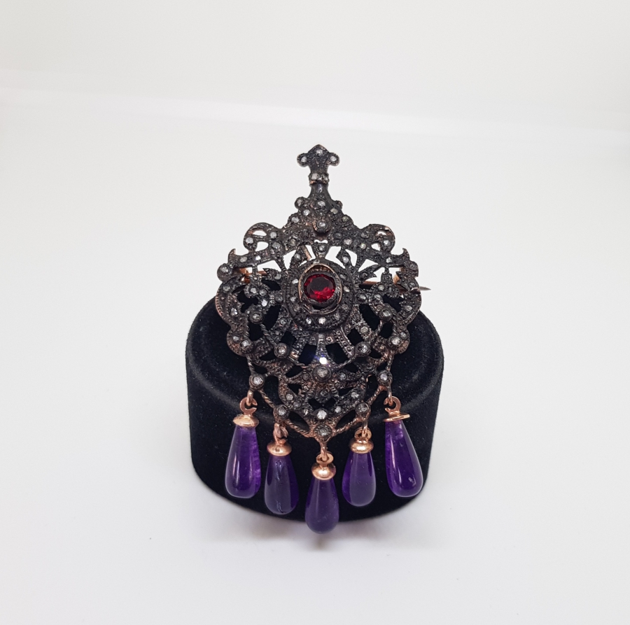 DUTLU MODEL YAKUT VE ELMAS TAŞLI BROŞ