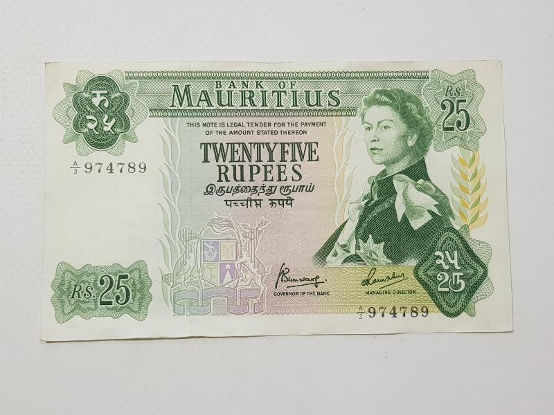 MAURITIUS 25 RUPEES ÇOK NADİR KAĞĞIT PARA