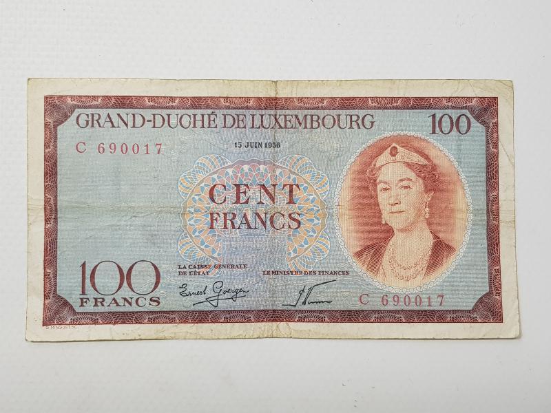 1956 LÜKSEMBURG 100 FRANK KAĞIT PARA - NADİR