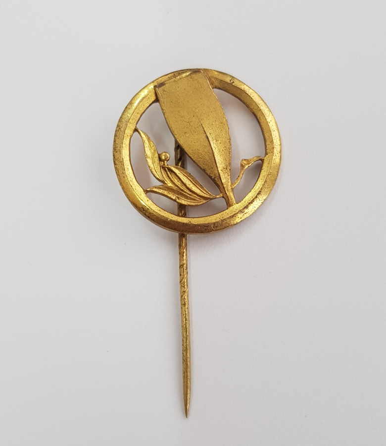 ANTİKA LALE FORMLU ALTIN KAPLAMA BROŞ