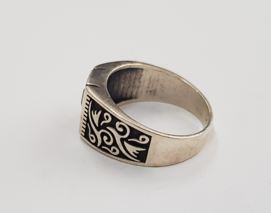 AKİK TAŞLI GÜMÜŞ EKRK YÜZÜĞÜ