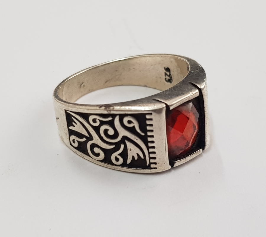 AKİK TAŞLI GÜMÜŞ EKRK YÜZÜĞÜ