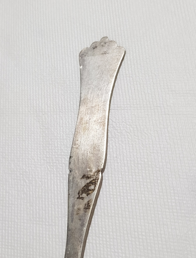 OSMANLI DÖNEMİ İZMİR İŞİ RUMCA YAZILI GÜMÜŞ TATLI KAŞIĞI