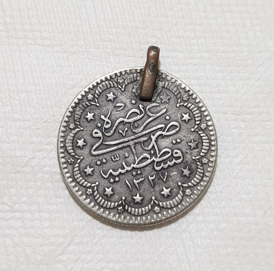 OSMANLI DÖNEMİ GÜMÜŞ 5 KURUŞ KOLYE UCU