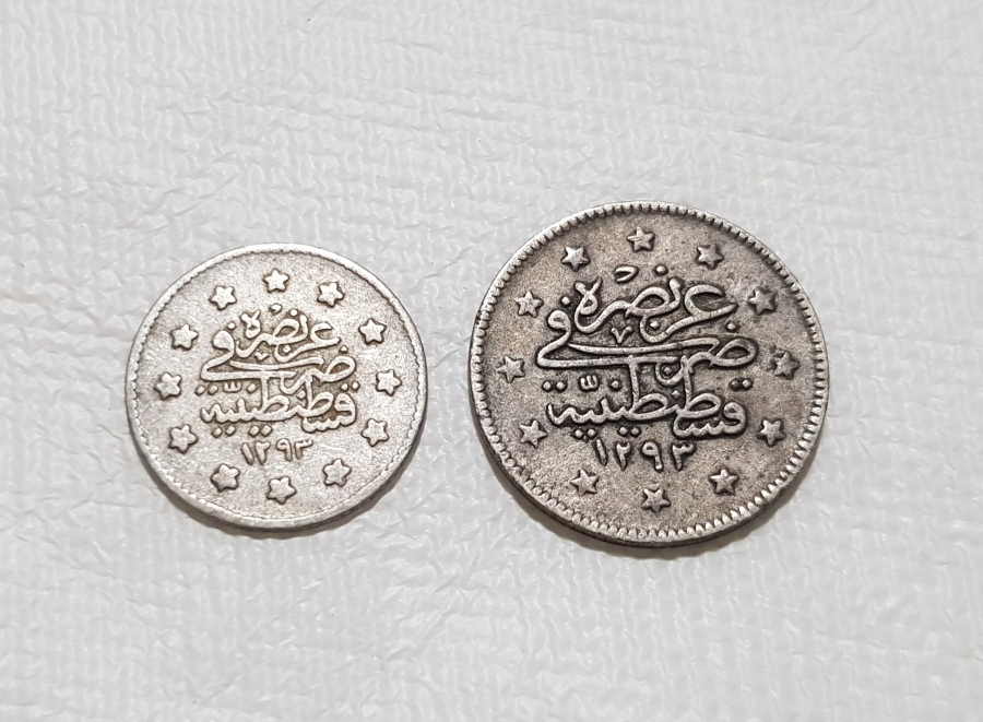SULTAN ABDÜLHAMİD HAN DÖNEMİ GÜMÜŞ 1 KURUŞ VE 2 KURUŞ MECİDİYE PARA