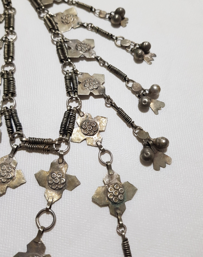 OSMANLI DÖNEMİ ERMENİ İŞİ HAÇ FORMLU NADİR GÜMÜŞ GERDANLIK