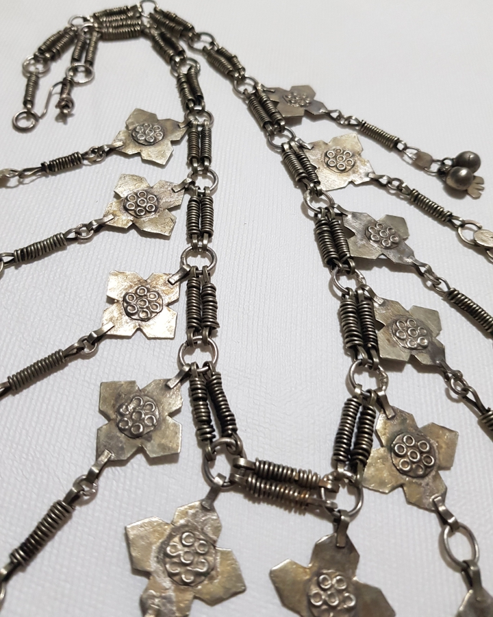 OSMANLI DÖNEMİ ERMENİ İŞİ HAÇ FORMLU NADİR GÜMÜŞ GERDANLIK