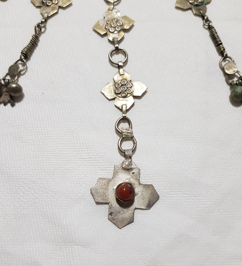 OSMANLI DÖNEMİ ERMENİ İŞİ HAÇ FORMLU NADİR GÜMÜŞ GERDANLIK