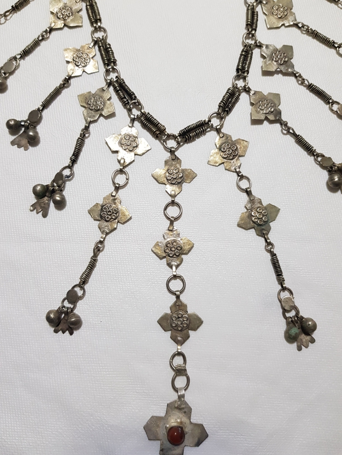 OSMANLI DÖNEMİ ERMENİ İŞİ HAÇ FORMLU NADİR GÜMÜŞ GERDANLIK