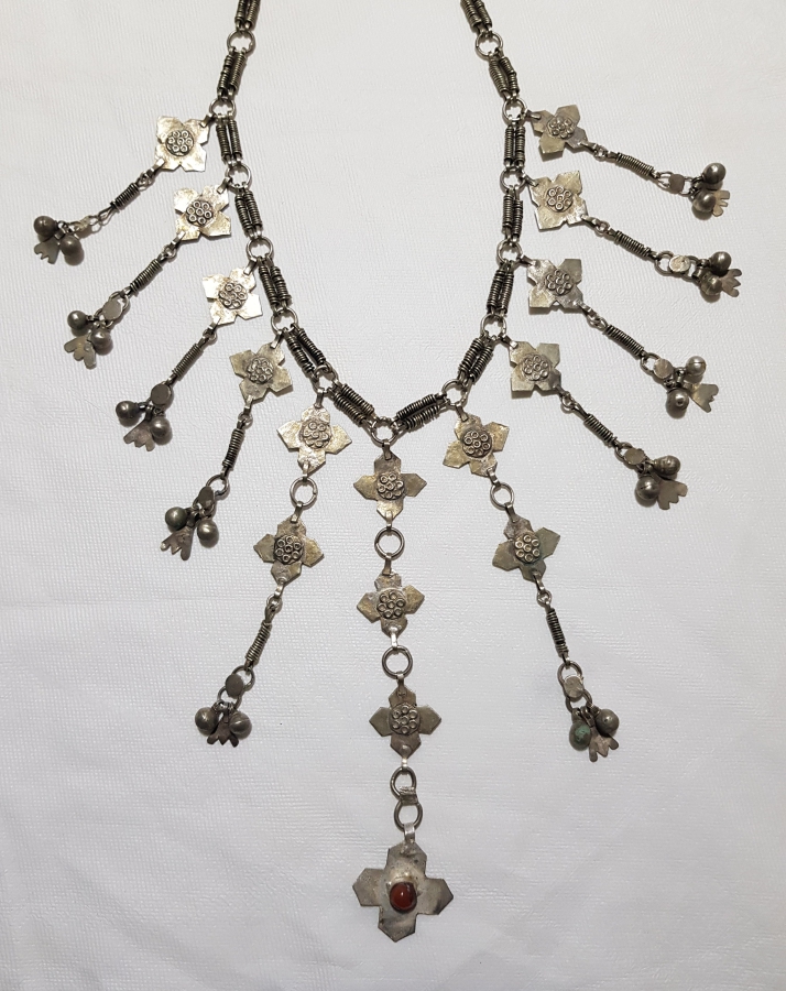 OSMANLI DÖNEMİ ERMENİ İŞİ HAÇ FORMLU NADİR GÜMÜŞ GERDANLIK